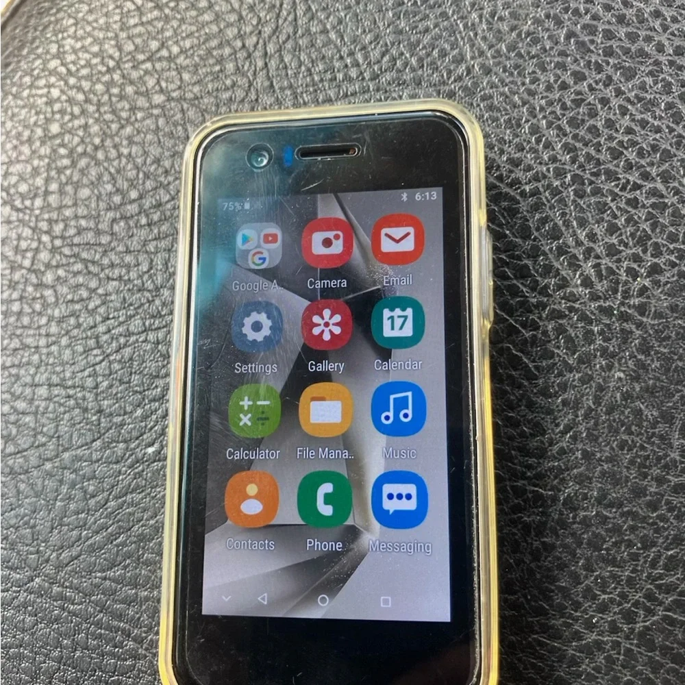 Smartphone with Black and Gold Case